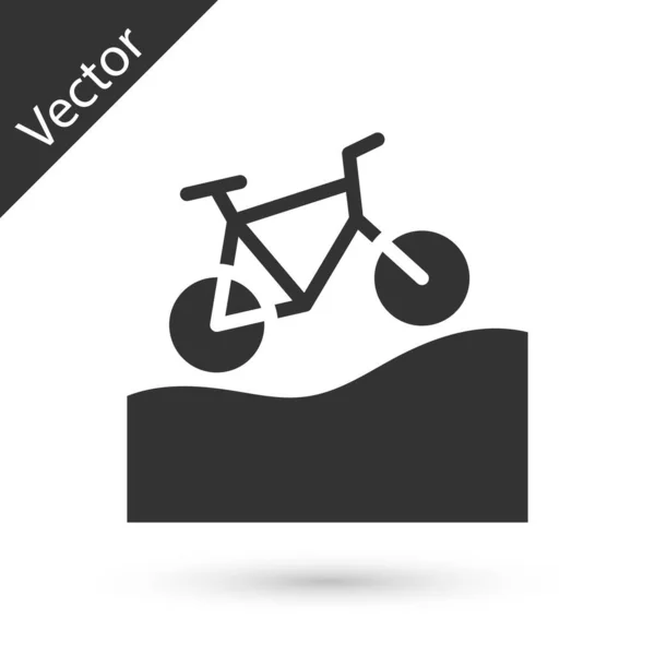 Icône Vélo Montagne Gris Isolé Sur Fond Blanc Course Vélo — Image vectorielle