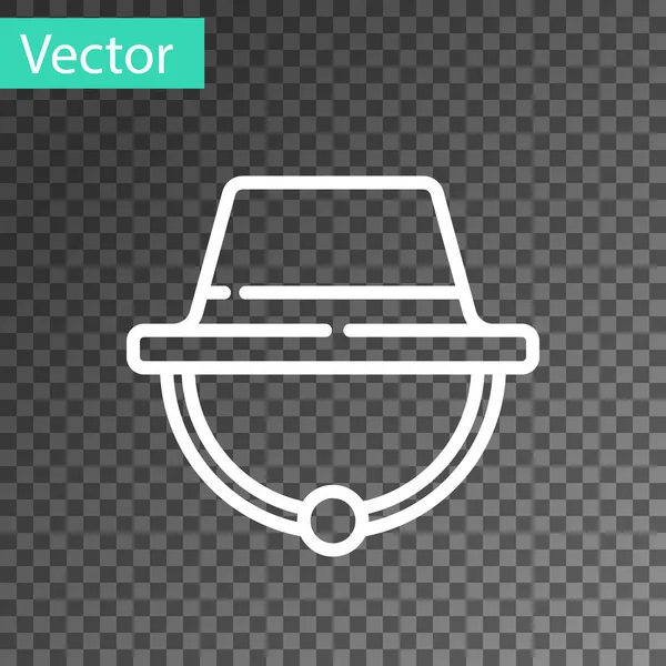 Línea Blanca Icono Sombrero Camping Aislado Sobre Fondo Transparente Sombrero — Vector de stock