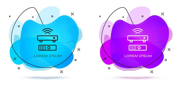 Line Wireless Multimedia Und Box Receiver Und Player Mit Fernbedienungssymbol — Stockvektor