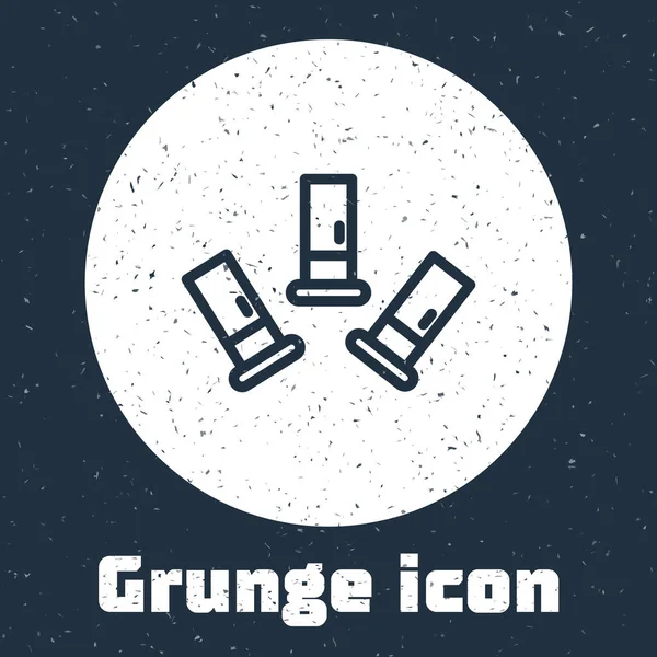 Grunge Line Cartridges Icon Isoliert Auf Grauem Hintergrund Schrotflinte Jagd — Stockvektor