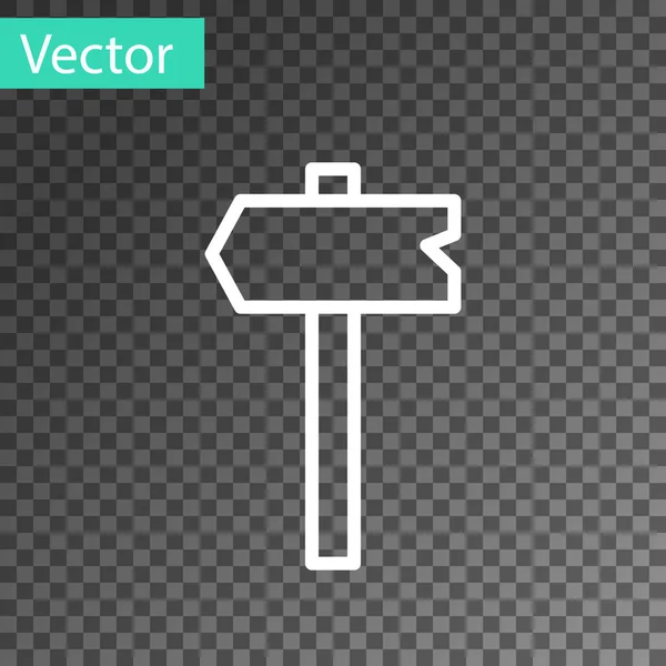 Weiße Linie Verkehrszeichen Wegweiser Symbol Isoliert Auf Transparentem Hintergrund Zeigersymbol — Stockvektor