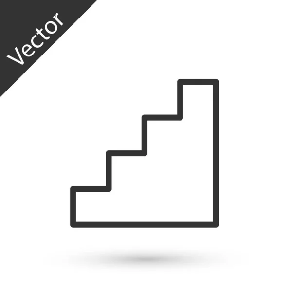 Icono Escalera Línea Gris Aislado Sobre Fondo Blanco Vector — Archivo Imágenes Vectoriales