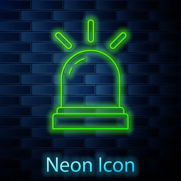 Gloeiende Neon Lijn Bewegingssensor Pictogram Geïsoleerd Baksteen Muur Achtergrond Vector — Stockvector