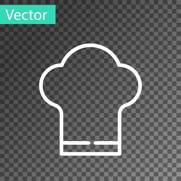 Línea Blanca Chef Sombrero Icono Aislado Sobre Fondo Transparente Símbolo — Vector de stock