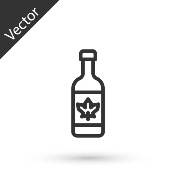 Línea Gris Icono Botella Cerveza Aislado Sobre Fondo Blanco Vector — Vector de stock