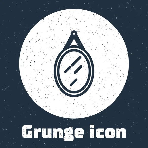 Línea Grunge Icono Espejo Aislado Sobre Fondo Gris Dibujo Vintage — Vector de stock