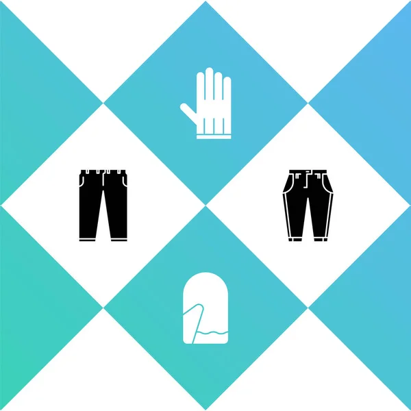 Set Pants Christmas Mitten Leather Glove Icon Vector — Stock Vector