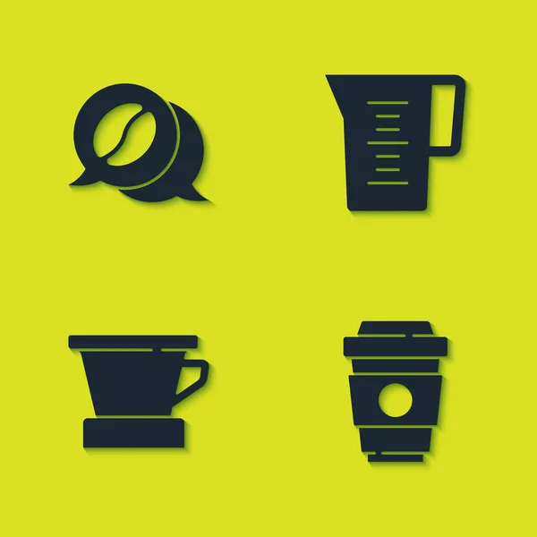 Set Coffee and conversation, cup to go, V60 coffee maker and Jug glass with water icon. Vector. — Stock Illustration Set Coffee Conversation Cup V60 Coffee Maker Jug Glass Water Royalty Free Stock Vectors