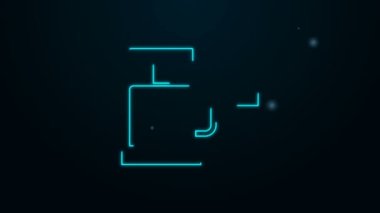 Parlayan neon hattı hava pompası ikonu siyah arka planda izole edildi. 4K Video hareketli grafik canlandırması