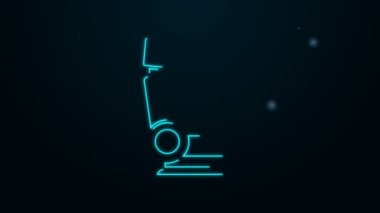 Parlayan neon çizgili araç koltuğu simgesi siyah arkaplanda izole edildi. Araba koltuğu. 4K Video hareketli grafik canlandırması