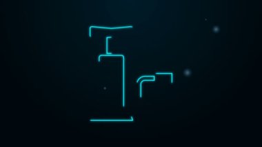 Parlayan neon hattı hava pompası ikonu siyah arka planda izole edildi. 4K Video hareketli grafik canlandırması