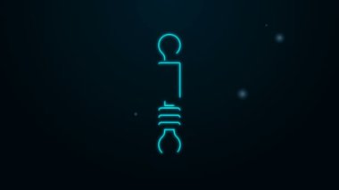 Parlayan neon hattı şok emici simgesi siyah arkaplanda izole edildi. 4K Video hareketli grafik canlandırması