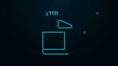 Siyah arka planda izole edilmiş motor makine yağı ikonu için parlayan neon hattı kutusu. Benzin bidonu. Yağ değiştirme ve onarım servisi. Motor yağı işareti. 4K Video hareketli grafik canlandırması