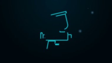 Parlak neon çizgili sprey tabanca ikonu siyah arkaplanda izole edildi. 4K Video hareketli grafik canlandırması