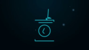 Siyah arka planda izole edilmiş motor makine yağı ikonu için parlayan neon hattı kutusu. Benzin bidonu. Yağ değiştirme ve onarım servisi. 4K Video hareketli grafik canlandırması