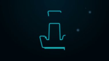 Parlayan neon çizgili araç koltuğu simgesi siyah arkaplanda izole edildi. Araba koltuğu. 4K Video hareketli grafik canlandırması