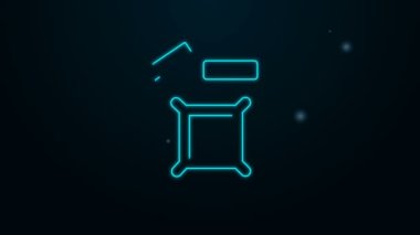 Siyah arka planda izole edilmiş benzin ikonu için parlayan neon hattı kutusu. Dizel gaz ikonu. 4K Video hareketli grafik canlandırması