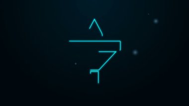Parlayan neon hattı huni veya filtre ve motor yağı damlası simgesi siyah arkaplanda izole edildi. 4K Video hareketli grafik canlandırması
