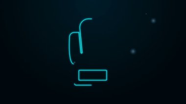 Parlayan neon hattı boks eldiveni simgesi siyah arkaplanda izole edildi. 4K Video hareketli grafik canlandırması