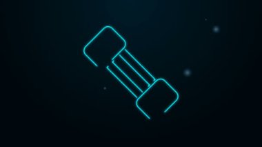 Parlayan neon hattı göğüs genişletici simgesi siyah arkaplanda izole edildi. 4K Video hareketli grafik canlandırması