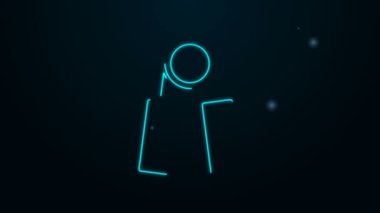 Parlayan neon hattı spor genişletici simgesi siyah arkaplanda izole edildi. Spor malzemeleri. 4K Video hareketli grafik canlandırması