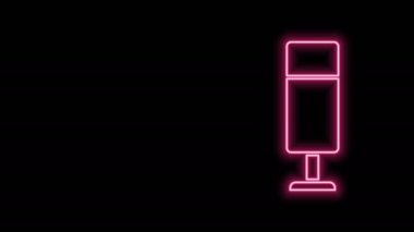 Parlayan neon hattı Kum Torbası simgesi siyah arkaplanda izole edildi. 4K Video hareketli grafik canlandırması