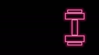 Parlayan neon hattı Dumbbell simgesi siyah arkaplanda izole edildi. Kas kaldırma ikonu, fitness halteri, spor aletleri, egzersiz yaban domuzu. 4K Video hareketli grafik canlandırması