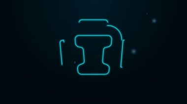 Parlayan neon hattı boks başlığı simgesi siyah arkaplanda izole edildi. 4K Video hareketli grafik canlandırması