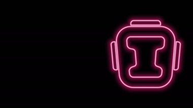 Parlayan neon hattı boks başlığı simgesi siyah arkaplanda izole edildi. 4K Video hareketli grafik canlandırması