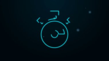 Parlayan neon hattı Stopwatch simgesi siyah arkaplanda izole edildi. Zaman göstergesi. Kronometre işareti. 4K Video hareketli grafik canlandırması