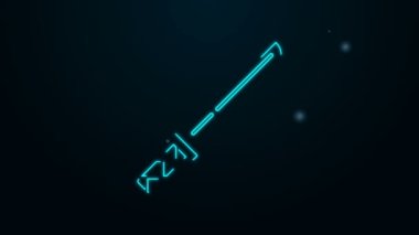 Parlayan neon hattı Geleneksel Japon katana simgesi siyah arkaplanda izole edildi. Japon kılıcı. 4K Video hareketli grafik canlandırması