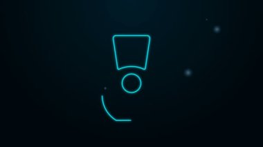 Parlayan neon çizgisi Kettlebell simgesi siyah arkaplanda izole edildi. Spor malzemeleri. 4K Video hareketli grafik canlandırması