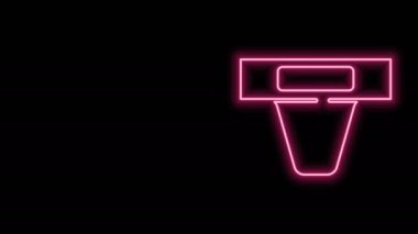 Parlayan neon hattı, dövüş sanatları ikonu için kasık koruyucu siyah arka planda izole edildi. 4K Video hareketli grafik canlandırması