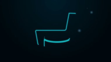 Parlayan neon hattı buz hokeyi sopası ve disk ikonu siyah arka planda izole edilmiş. 4K Video hareketli grafik canlandırması