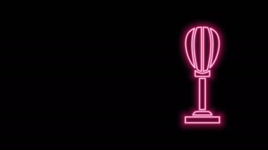 Parlayan neon hattı Kum Torbası simgesi siyah arkaplanda izole edildi. 4K Video hareketli grafik canlandırması