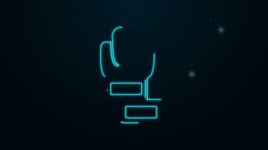 Parlayan neon hattı boks eldiveni simgesi siyah arkaplanda izole edildi. 4K Video hareketli grafik canlandırması