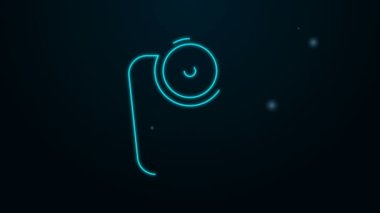 Parlayan neon hattı banyo ölçekli simge siyah arka planda izole edildi. Ağırlık ölçme ekipmanı. Ağırlık ölçeği spor konsepti. 4K Video hareketli grafik canlandırması