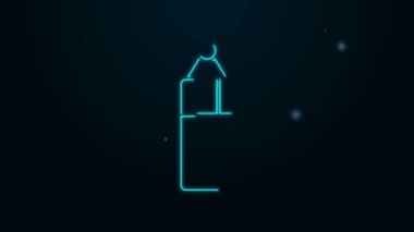 Parlayan neon hattı Kum Torbası simgesi siyah arkaplanda izole edildi. 4K Video hareketli grafik canlandırması