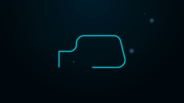 Icono de espejo de coche de línea de neón brillante aislado sobre fondo negro. Animación gráfica de vídeo 4K — Vídeos de Stock
