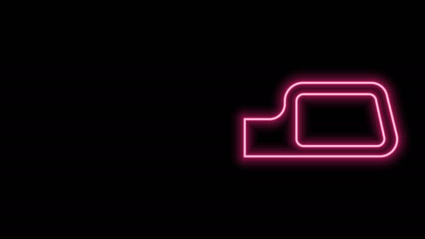 Zářící neonová čára Ikona automobilového zrcátka izolovaná na černém pozadí. Grafická animace pohybu videa 4K — Stock video