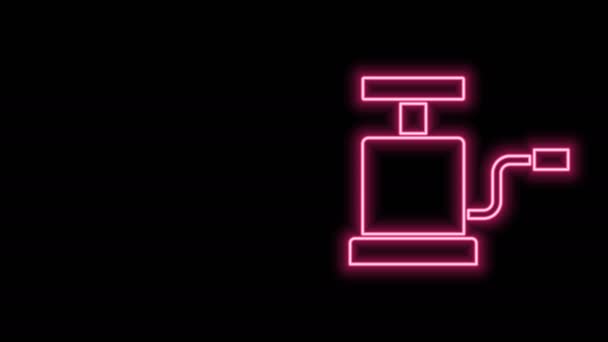 Glödande neon line bil luftpump ikon isolerad på svart bakgrund. 4K Video motion grafisk animation — Stockvideo