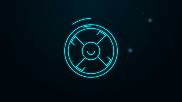 Glowing neon line Car wheel icon isolated on black background. 4K Video motion graphic animation — Stock Video