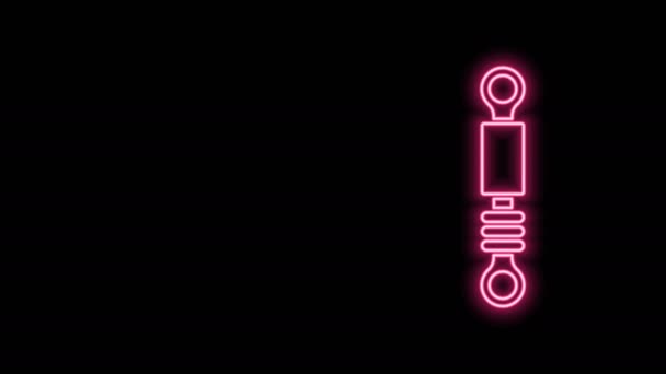 Świecąca neonowa linia Ikona amortyzatora odizolowana na czarnym tle. 4K Animacja graficzna ruchu wideo — Wideo stockowe
