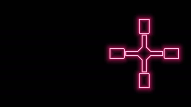 Glödande neon line Wheel skiftnyckel ikon isolerad på svart bakgrund. Hjulställning. 4K Video motion grafisk animation — Stockvideo