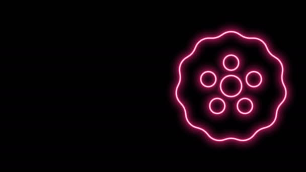 Gloeiende neon lijn Gear pictogram geïsoleerd op zwarte achtergrond. Cogwheel gear instellingen teken. Cog symbool. 4K Video motion grafische animatie — Stockvideo