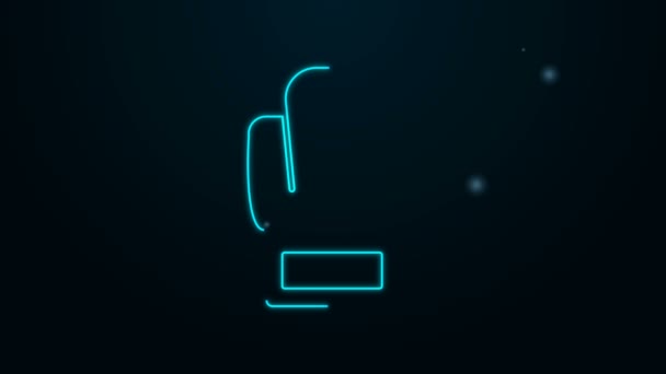 Linha de néon brilhante Ícone de luva de boxe isolado no fundo preto. Animação gráfica em movimento de vídeo 4K — Vídeo de Stock