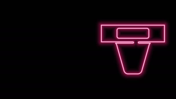 Linea neon incandescente Guardia inguinale per l'icona delle arti marziali isolata su sfondo nero. Animazione grafica 4K Video motion — Video Stock