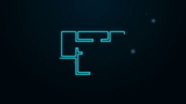 Parlayan neon hattı ev planı simgesi siyah arkaplanda izole edildi. 4K Video hareketli grafik canlandırması