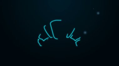 Parlayan neon hattı Croissant simgesi siyah arkaplanda izole edildi. 4K Video hareketli grafik canlandırması