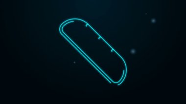 Parlayan neon hattı Fransız ekmeği simgesi siyah arka planda izole edildi. 4K Video hareketli grafik canlandırması